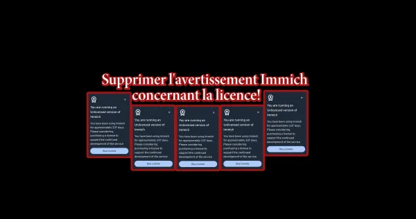 Supprimer l'avertissement "Vous utilisez une version d'Immich sans licence"